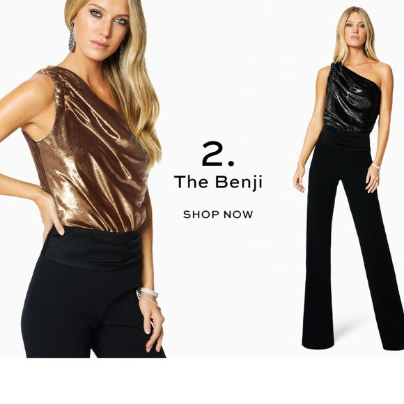 Ramy Brook Gold and Black Elegant Jumpsuit - Picture 2 of 16
